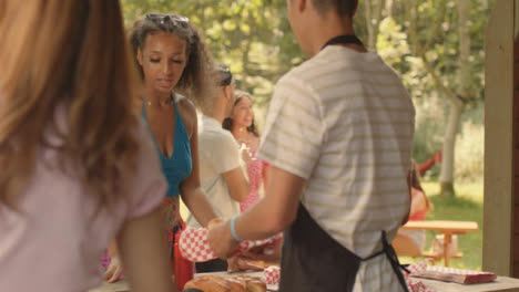 Long-Shot-of-a-Festival-Goer-Getting-Hot-Dog-from-Fast-Food-Stand