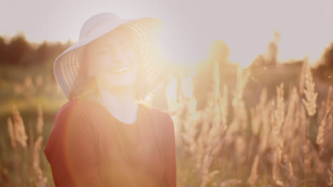 Beautiful-Woman-Posing-Into-Camera-And-Smile-At-Golden-Sunset-73