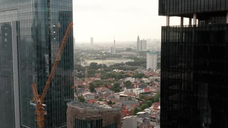 Drone-Shot-Rising-Up-Jakarta-Skyscraper