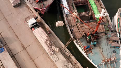 Drone-Shot-of-Loading-Boats-in-Jakarta