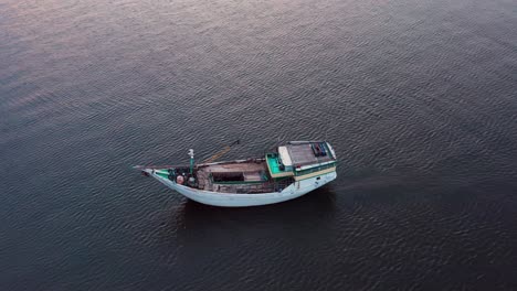 Drone-Shot-Orbiting-Boat-In-Jakarta