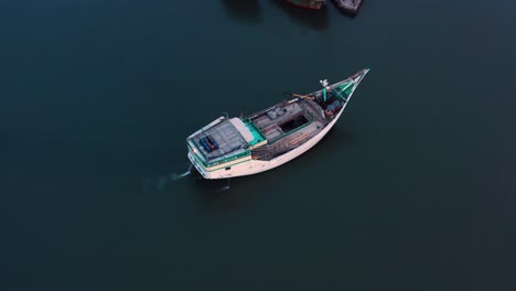 Drone-Shot-Orbiting-a-Boat-In-Jakarta-Port