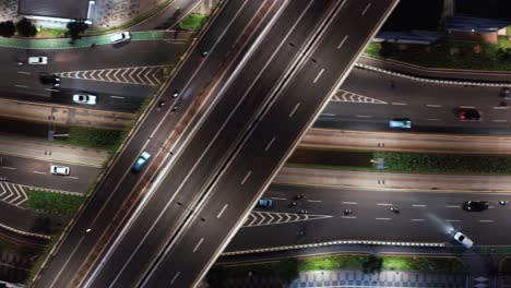 Drone-Shot-Tracking-Traffic-On-Busy-Highway-at-Night