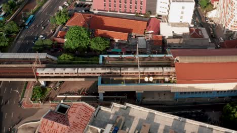Drone-Shot-Over-Train-Tracks-in-Jakarta