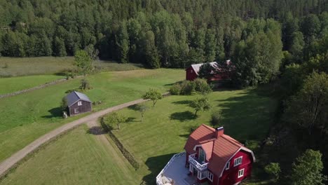 Aerial-of-Barn-House-on-Farm-in-Sweden