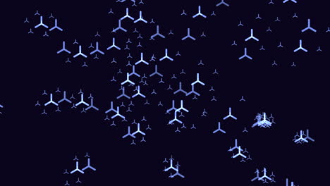 Fly-blue-triangles-in-dark-space