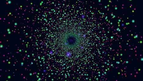 Fliegende-Kleine-Neon-LED-Kreise-In-Dunkler-Galaxie