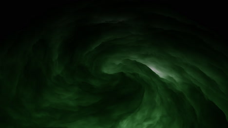 Flowing-dark-mystical-green-cloud-on-black-outer-space