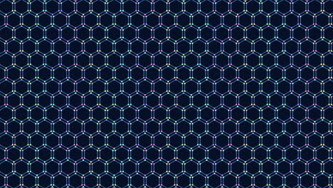 Motion-neon-blue-hexagons-pattern-with-rainbow-dots