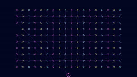 Rainbow-neon-rings-and-dots-pattern-with-grid-lines