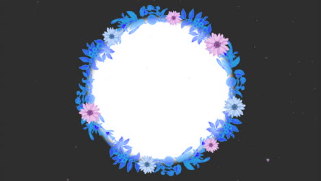 Blaue-Und-Lila-Sommerblumen-Auf-Schwarzer-Farbe