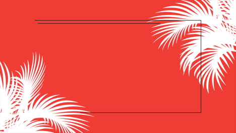 Retro-tropical-palms-with-frame-on-red-texture