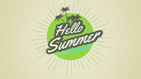Hello-Summer-with-palms-tree-and-sun-rays-on-retro-pattern
