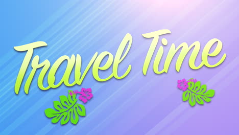 Zeit-Zum-Reisen-Mit-Blumen-Auf-Lila-Farbverlauf