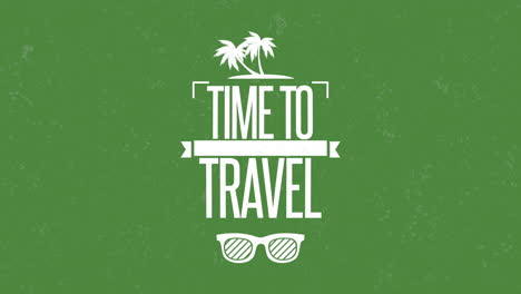 Tiempo-Para-Viajar-Con-Gafas-De-Sol-Y-Palmeras-En-Textura-Grunge-Verde
