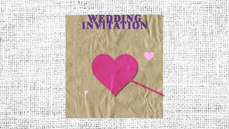 Wedding-Invitation-with-red-heart-and-arrow-on-paper-pattern