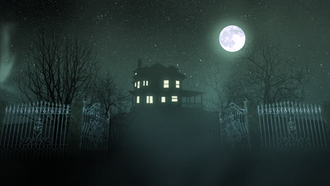 Mystical-old-house-and-moon-in-night-time