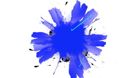 Neonblaue-Dreiecke-Und-Blaue-Tropfen-Tinte-Auf-Weißer-Textur