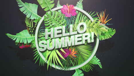 Hello-Summer-with-tropical-flowers-on-black-color