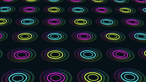 Futuristische-Kreise-Des-Neonregenbogens-Auf-Dunklem-Raum
