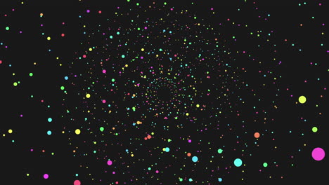 Spiral-neon-rainbow-dots-on-dark-space