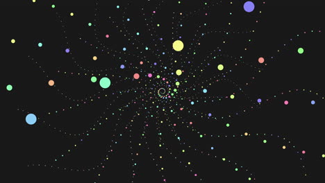 Spiralförmige-Neonregenbogenpunkte-Auf-Dunklem-Raum