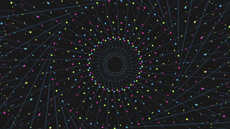 Neon-Verbundene-Punkte-Und-Linien-In-Kreisen-Im-Dunklen-Raum