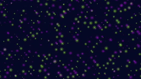 Fly-neon-snowflakes-and-confetti-on-dark-galaxy