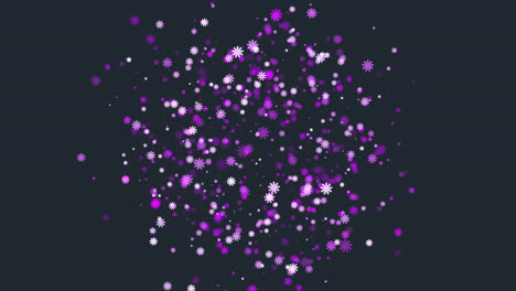 Fly-colorful-snowflakes-and-confetti-on-dark-space