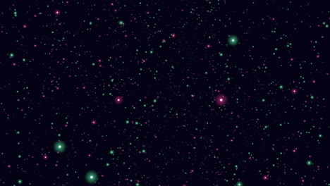 Fliegen-Sie-Neonsterne-Und-Weltraumstaub-In-Einer-Tiefen-Dunklen-Galaxie