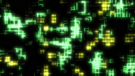 Green-and-yellow-neon-lines-and-grid-pattern-in-80s-style