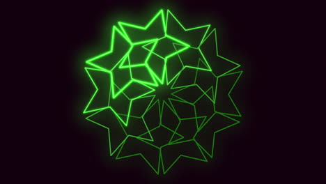 Grünes-Neonsternmuster-Im-Dunklen-Raum