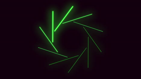 Grünes-Neonlinienmuster-Im-Dunklen-Raum