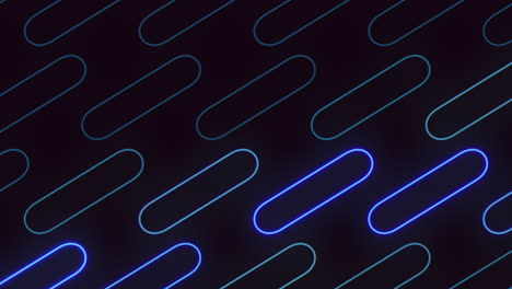 Neon-blue-geometric-shapes-pattern-on-dark-black-space