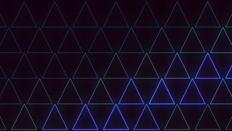 Patrón-De-Triángulos-Azul-Neón-En-El-Espacio-Negro-Oscuro