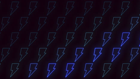 Neon-blue-thunderbolts-pattern-on-dark-black-space