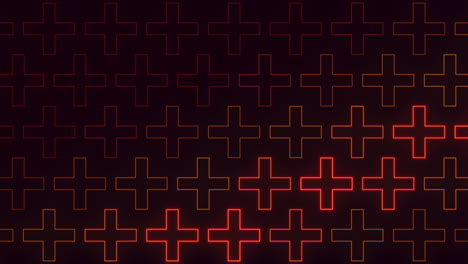 Neon-red-crosses-pattern-on-dark-black-space