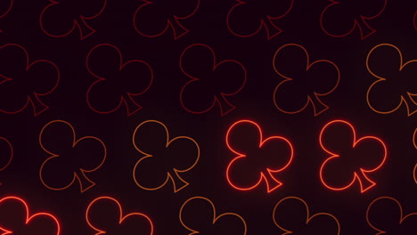 Neon-red-clubs-pattern-on-dark-black-space