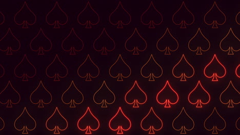 Neon-red-spades-pattern-on-dark-black-space