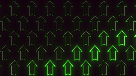 Neon-green-arrow-pattern-on-dark-black-space
