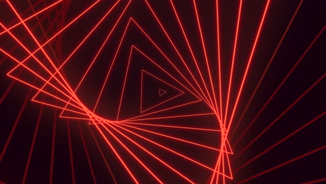 Neon-red-spiral-triangles-pattern-on-dark-black-space