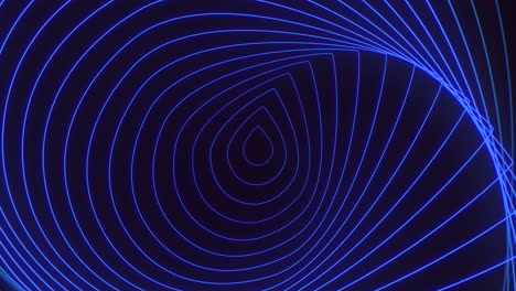 Neon-blue-spiral-water-drops-pattern-on-dark-black-space