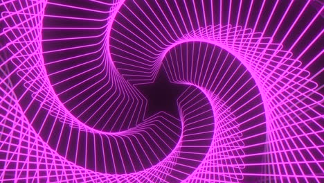 Neon-Lila-Spiralsternmuster-Auf-Dunkelschwarzem-Raum