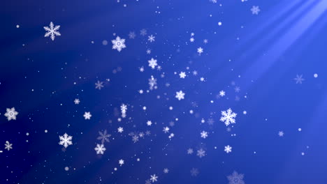 Fly-white-snowflakes-and-glitters-on-shiny-blue-sky