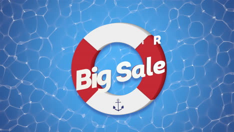 Summer-Big-Sale-with-a-lifebuoy-and-seagulls-in-the-water-pool