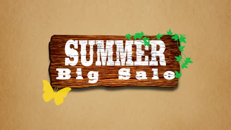 Summer-Big-Sale-on-wood-with-butterfly-and-leafs