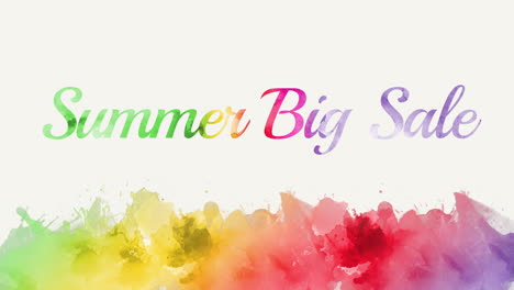 Sommer-Großer-Verkauf-Mit-Regenbogenaquarellfarbe-Auf-Papier
