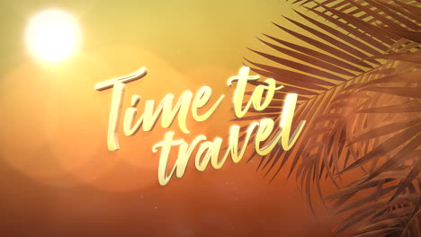 Tiempo-Para-Viajar-En-El-Paisaje-Del-Atardecer-Con-Sol-Y-Palmeras-Tropicales