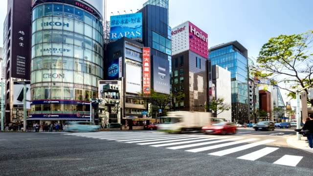 TOKYO,JAPAN-Pedestrians-walking-and-shopping-at-Ginza-district.