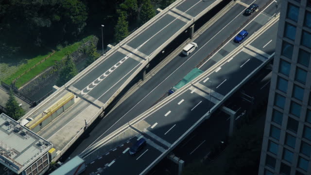 Close-up-aerial-shot-of-a-Japan-highway.